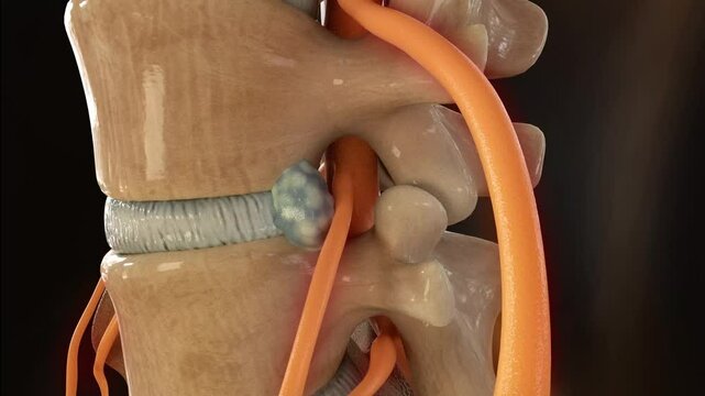 Sciatic nerve pain due to herniated disc,3d animation.