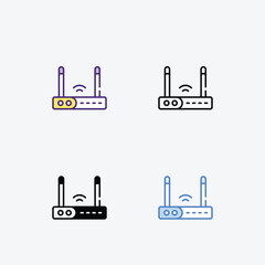 Router icons set in different style vector stock illustration