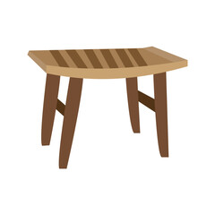 Wooden side table with slatted top and angled legs in flat design style