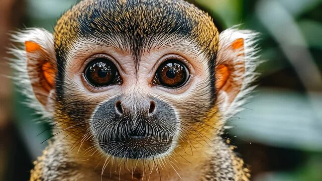 Close-up Portrait of an Adorable Squirrel Monkey