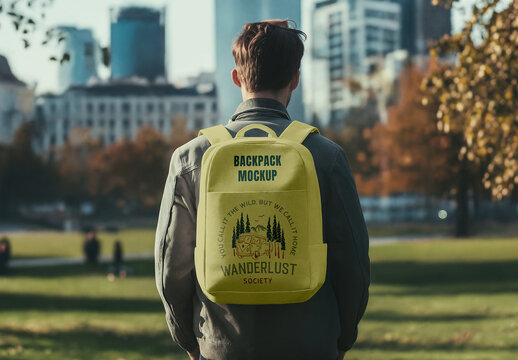 Backpack on Men Mockup