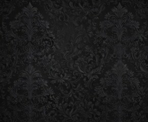 Seamless black gothic wallpaper, swirling floral damask pattern , repeat, texture, art