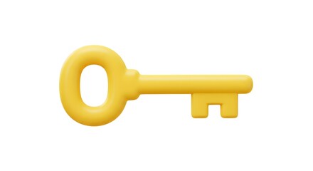  Golden Key - Security Access, 3D Render, Isolated