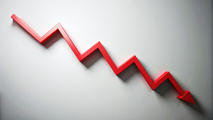 Minimalist red zigzag line design representing downward trend in modern style