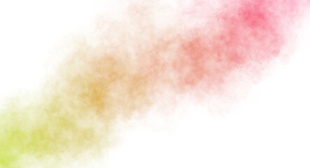 Abstract colorful smoke cutout on transparent background. Clouds fog steam cutout with seamless colors realistic. Watercolor paint brush strokes.