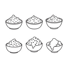 Minimalist Drawing of Mashed Potatoes Served with Spoon