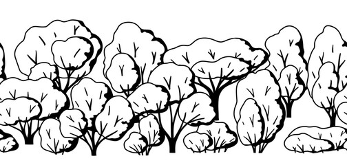 Pattern with trees. Spring or summer stylized plants.