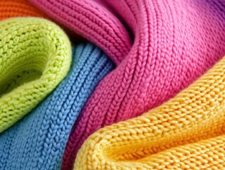 Colorful knit sweater with a rainbow of colors