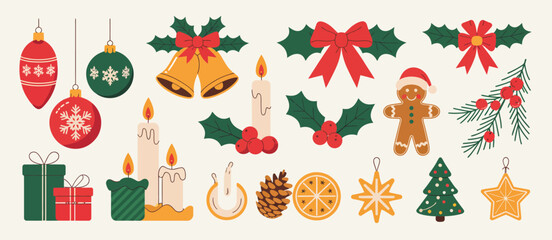Christmas Festive Elements Collection Flat Design