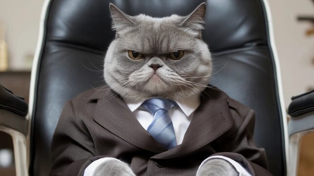 executive cat cat meme anthropomorphic cat boss cat cat with tie cat in suit business cat funny cat grumpy cat
