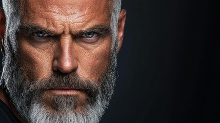 Close up portrait of a mature man with stern expression