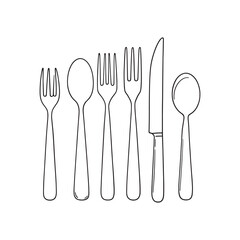 Minimalist line art of knife and fork cutlery design