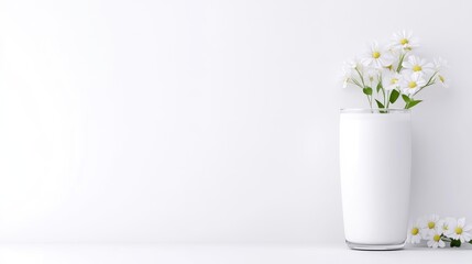 White vase with daisies