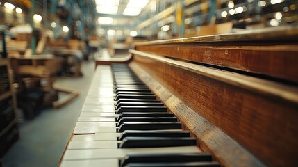 production piano on the modern factory