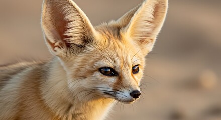 Close Up Portrait of a Fennec Fox in a Desert Setting