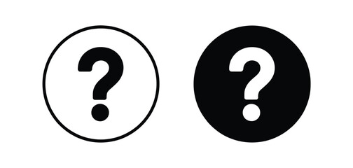 Question Mark Icon in Circle Black and White Variations