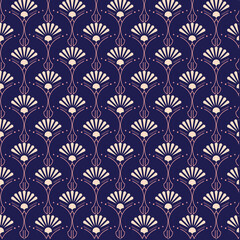 Seamless art deco sunburst and geometric pattern