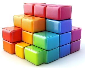 Obraz premium Colorful blocks stacked in pyramid shape
