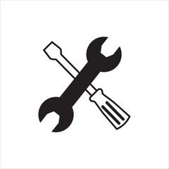 wrench and screwdriver icon in line and flat style