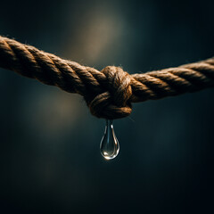 Spannung im Licht - Wassertropfen am gespannten Seil Tension in light - water drop on a taut rope 