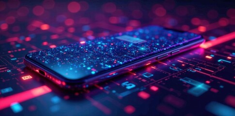 Colorful futuristic smartphone background with hex code editable fields, technology, graphics, smartphone