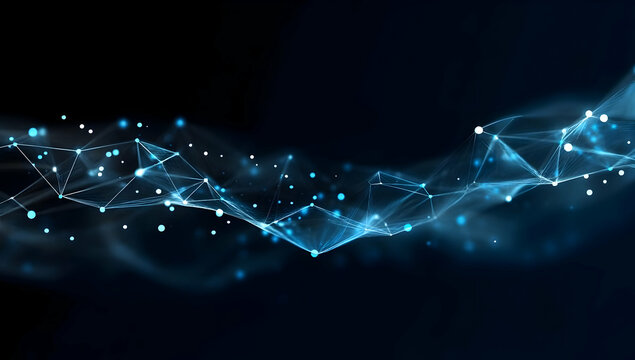A mesmerizing abstract representation of digital connections, featuring glowing lines and nodes against a dark background, symbolizing innovation and data flow.