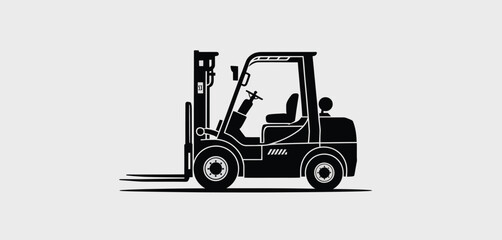 Black Silhouette of a Modern Forklift Truck