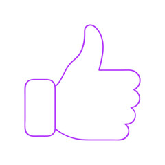Obraz premium Like Icon in Purple Outline on White Background 