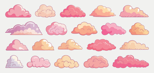 Cartoon Cloud Shapes Collection Pastel Colors