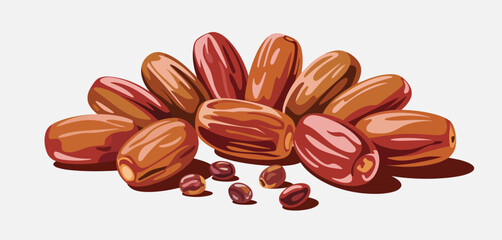 Sweet Dates Fruit Pile Illustration for Ramadan