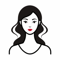 Beautiful woman face outline icon on white background