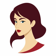 woman beautiful face, side view vector icon on white background