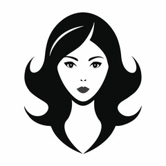 Beautiful woman face silhouette icon on white background