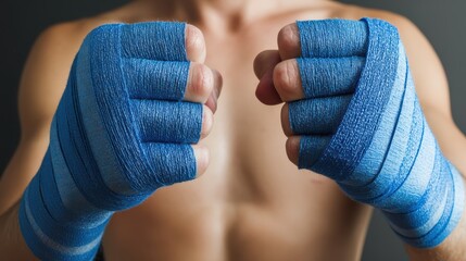 Boxing hand wrap, sports tape used under gloves during training at a martial arts school