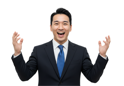 Excited Businessman Success Portrait on Transparent background