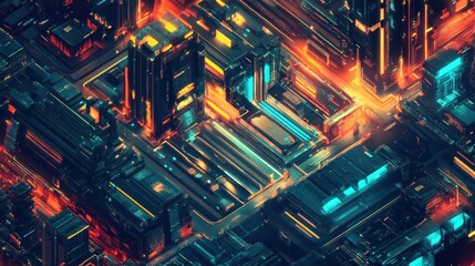 Fototapeta premium Futuristic cityscapes, intricate digital design.