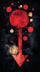 Abstract arrow design with textured circles