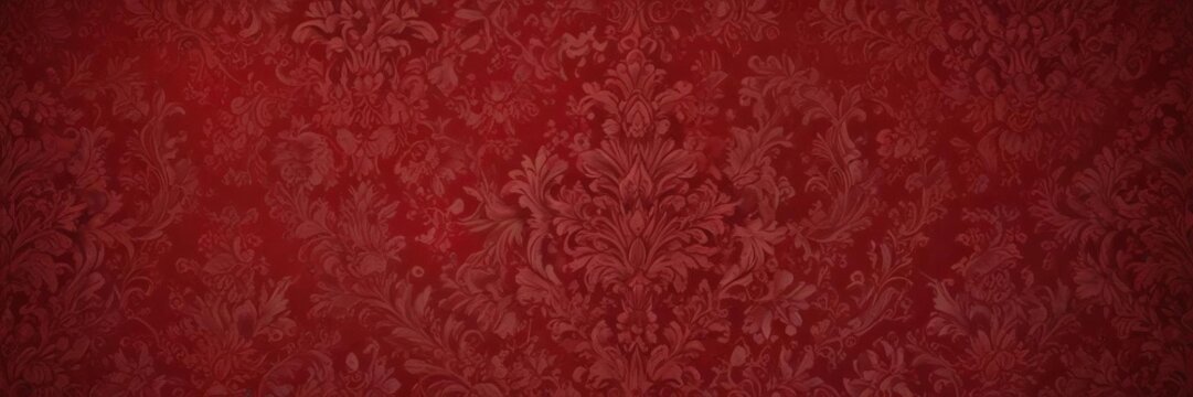 Crimson damask wallpaper, opulent floral details, decorative, brocade, background