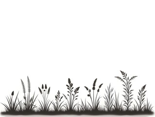 A collection of grass and plant silhouettes.