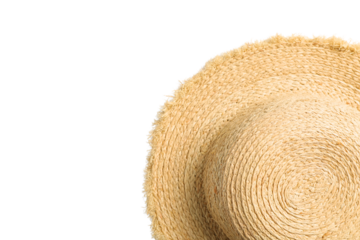 Straw hat ready for summer travel adventures, isolated on white, PNG