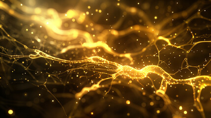 
Glowing neural network with synaptic sparks, abstract brain hemisphere forming learning pathways - the essence of cognitive evolution