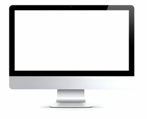 A modern desktop computer with a blank screen, ideal for showcasing digital content, office setups, or tech-related themes.