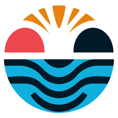 universe, sea, mountains, clouds and sun design