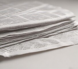 Crisp white paper texture, shallow focus, soft blurred newspaper background, shadow, bokeh, abstract