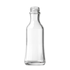 Empty transparent glass bottle on isolated background