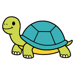 happy playful turtle animal pet flat color vector illustration template design
