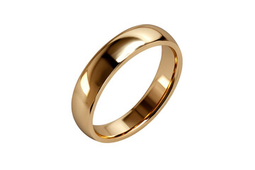 Shiny gold wedding ring on transparent background
