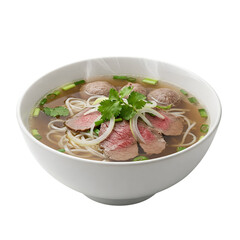 Steaming Bowl of Authentic Vietnamese Pho isolated on a transparent background 