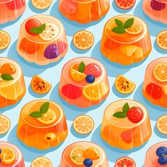 Fruit Jelly Dessert Seamless Pattern