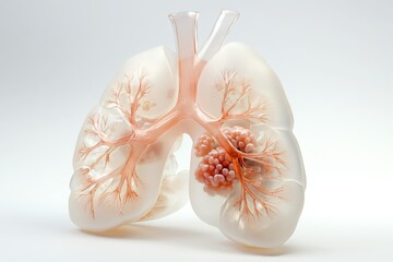 Detailed Artistic Model of Human Lungs with Intricate Vasculature